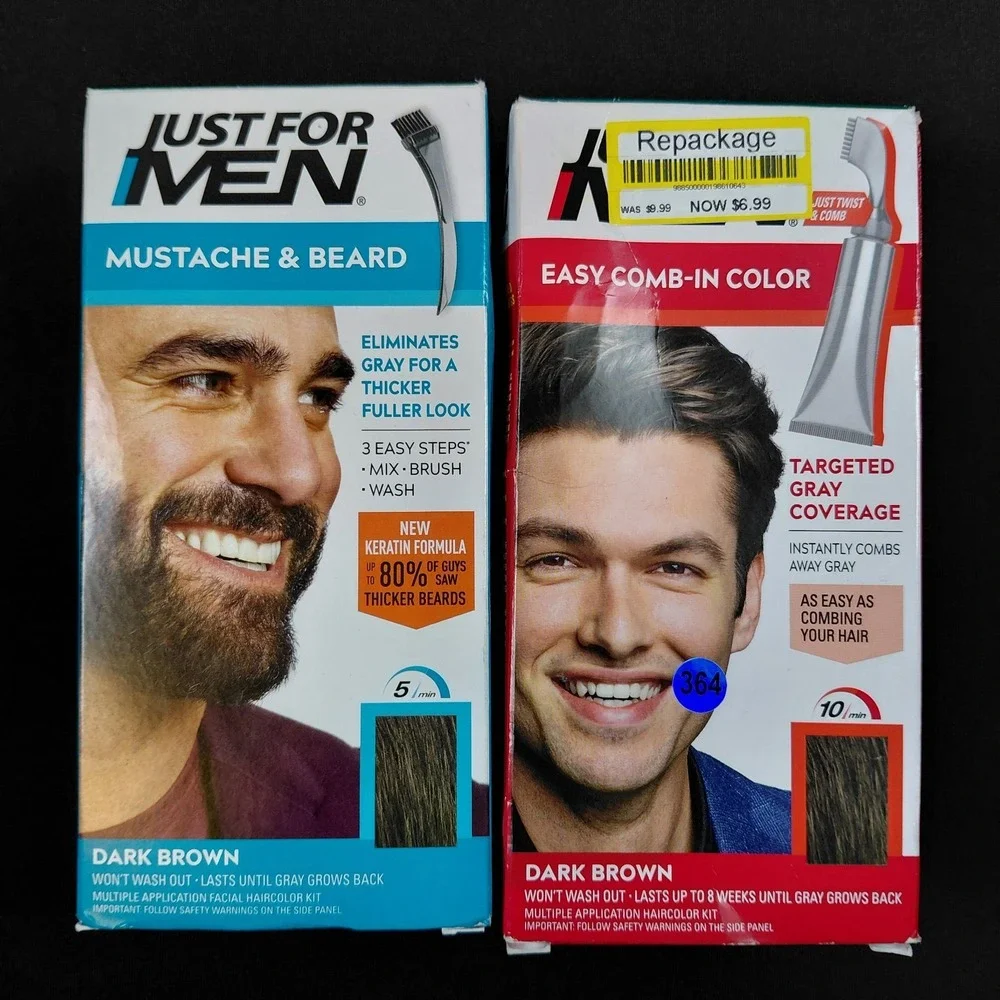 2 Pack Just For Men Easy Comb In Color Mustache Beard M45  A45 Dark Brown Dye